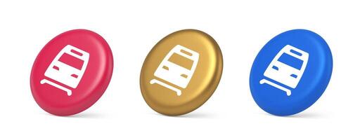 Train railway subway locomotive button rail passenger transportation travel 3d realistic isometric circle icon vector