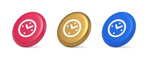 Alarm clock time countdown button deadline measurement 3d realistic isometric circle icon vector