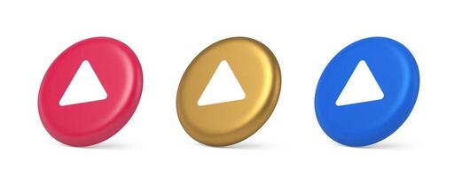 Play button triangle right arrow multimedia content player web app design 3d realistic isometric circle icon vector