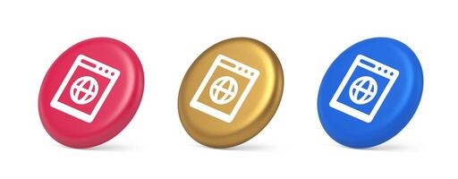 Internet browser global wireless connection button cyberspace virtual networking 3d isometric circle icon vector