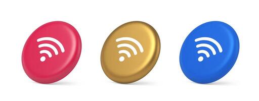 Wi fi internet connection button high speed wireless cyberspace digital network 3d isometric circle icon vector