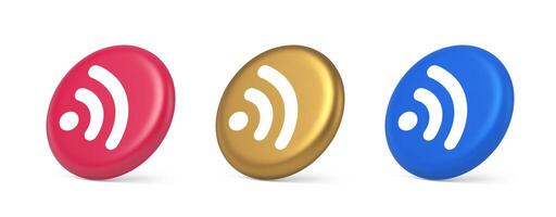 Wifi available access button wireless internet connection signal 3d realistic isometric circle icon vector
