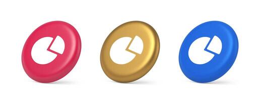 Chart pie diagram piece button business presentation financial report 3d realistic isometric circle icon vector