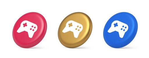 Gamepad controller virtual gaming connect button joystick joypad web app 3d realistic isometric circle icon vector