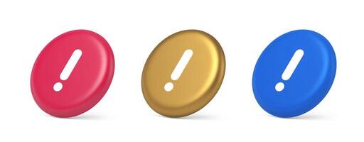 Exclamation mark keyboard button important attention point cyberspace communication 3d isometric circle icon vector
