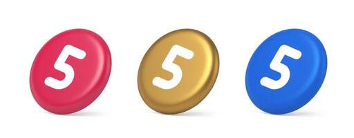 Five character calculator keyboard button financial counting 3d realistic isometric circle icon vector