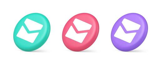Email letter incoming message closed envelope mobile application button 3d realistic isometric circle icon vector