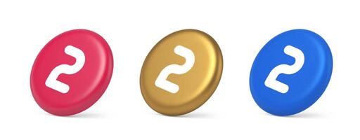 Two character button numeral cyberspace calculation service 3d realistic isometric circle icon vector