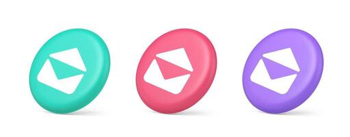 Email open envelope letter received incoming message button 3d realistic isometric circle icon vector