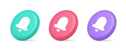 Handbell ring sound notification button incoming message call notification 3d realistic isometric circle icon vector