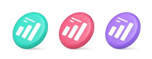 Bar graph business analyzing button diagram profit progress stock market stats 3d isometric circle icon vector