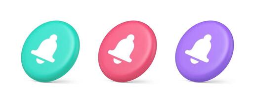 Bell ring audio sound button signal push reminder cyberspace interface notification 3d isometric circle icon vector