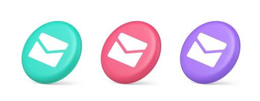 Newsletter inbox chat message button remotely communication digital notification 3d isometric circle icon vector
