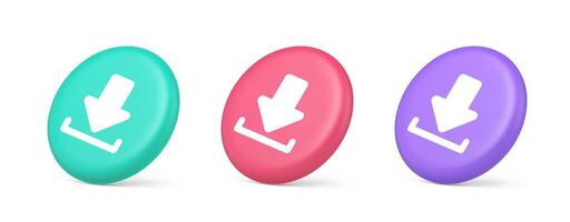 Download down arrow cyberspace information storage button internet file browsing 3d isometric circle icon vector