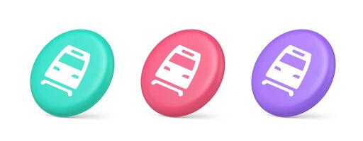 Train railway subway locomotive button rail passenger transportation travel 3d realistic isometric circle icon vector
