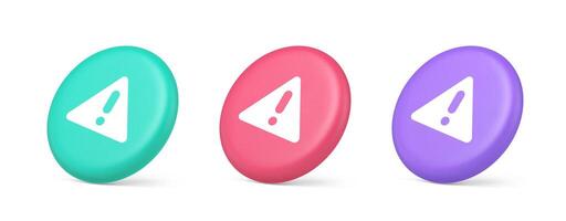 Exclamation point triangle button attention advice mark important information 3d isometric circle icon vector