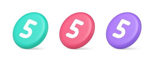 Five character calculator keyboard button financial counting 3d realistic isometric circle icon vector