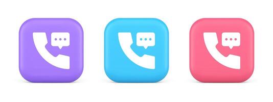 Helpline assistance chat consulting telephone customer support button 3d realistic icon vector
