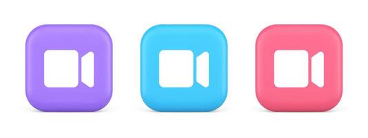 Camera photo shooting multimedia content creation button 3d realistic icon vector
