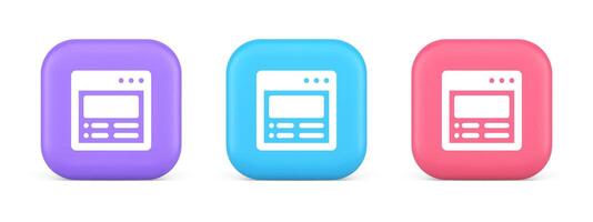 Internet document tax form banking account web page button virtual browsing interface 3d icon vector