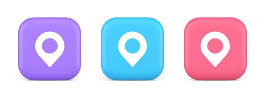 GPS map pin location service button application direction distance pointer 3d realistic icon vector