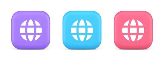 Internet connection global web communication button planet globalization technology 3d icon vector