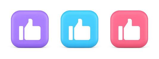 Thumb up like cool button cyberspace approve acceptance communication 3d realistic icon vector