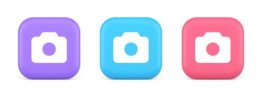 Camera multimedia application content creation digital button 3d realistic icon vector