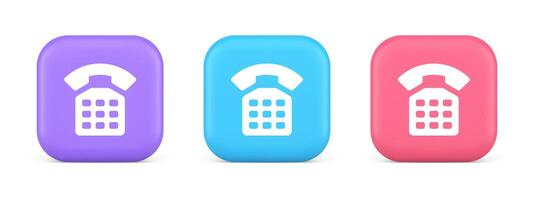 Phone customer support call contact connect button retro telephone handset 3d realistic icon vector