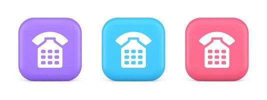 Phone call contact communication web button helpline hotline 3d realistic icon vector