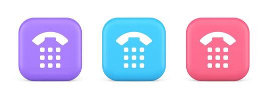 Phone call button application handset mobile contact communication 3d realistic icon vector
