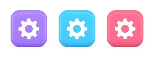 Cog gear button web technology setting repair business interface 3d realistic icon vector