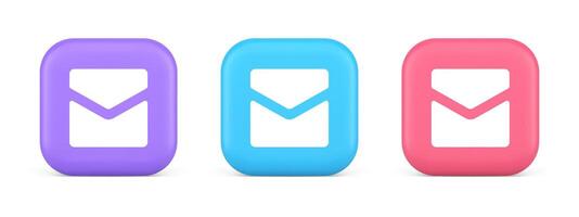 Email letter incoming message closed envelope mobile application button 3d realistic icon vector
