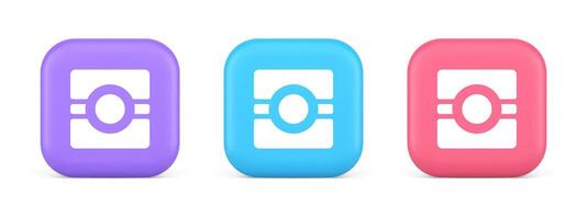 Camera photo application button multimedia photograph service 3d realistic icon vector