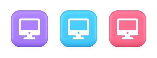 Computer monitor connection button cyberspace digital technology 3d realistic icon vector