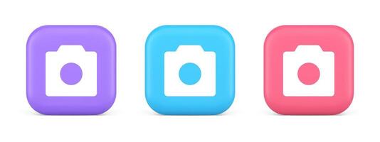 Photo camera multimedia content creation button optical lens zoom device 3d icon vector