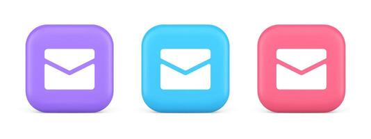 Newsletter inbox chat message button remotely communication digital notification 3d icon vector