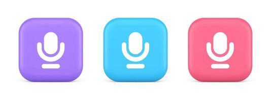 Microphone sound live recording button web app design radio music broadcasting 3d icon vector