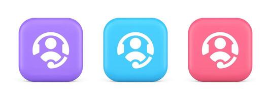 Customer support helpdesk assistance button call helpline connection 3d realistic icon vector