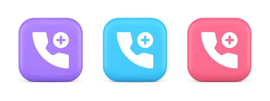 Phone call add contact communication button voice conversation web interface app 3d icon vector