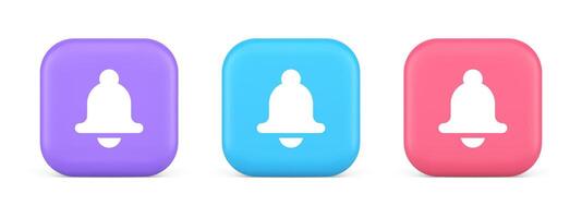 Bell ring audio sound button signal push reminder cyberspace interface notification 3d icon vector