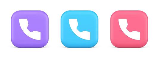 Phone call contact voice communication button web application design 3d realistic icon vector