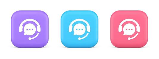 Customer support live chat service button information messaging consulting 3d icon vector
