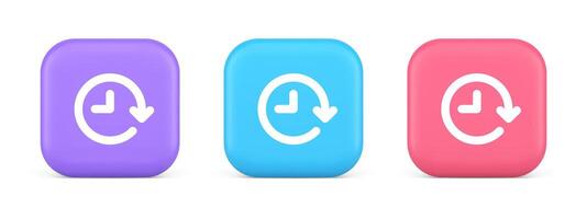 Clock in circle arrow button time countdown deadline chronometer 3d realistic icon vector