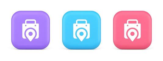 Shop location map pin with shopping bag button web app design realistic icon vector