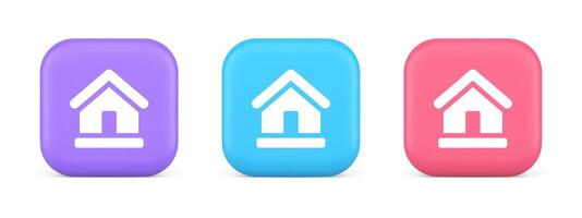 Homepage main page cyberspace address button web interface menu emblem 3d realistic icon vector