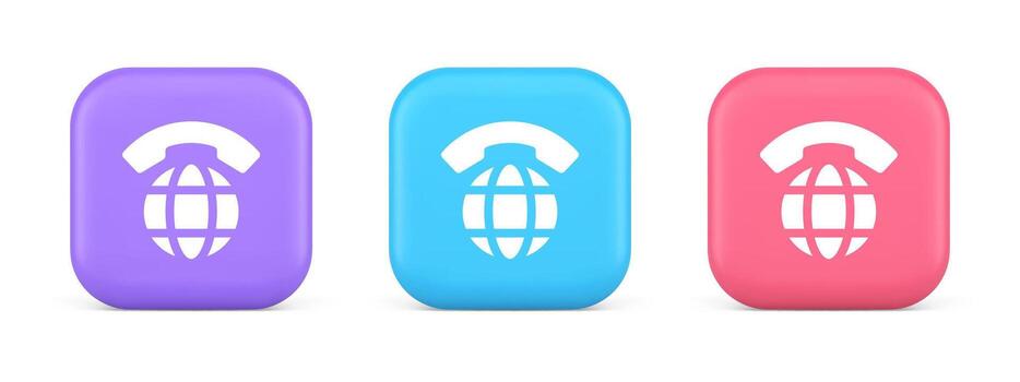 Global phone communication button internet telephone connection 3d realistic icon vector