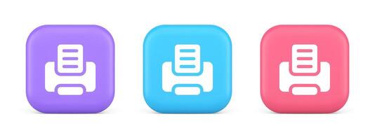 Printer machine device for paper document print button ink printout technology 3d icon vector