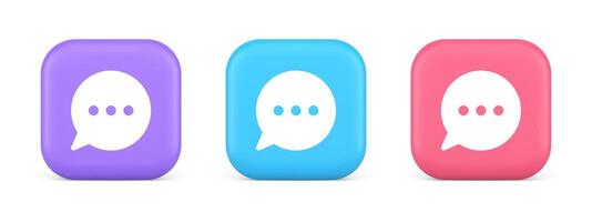 Think bubble chat button online dialogue social network communication 3d realistic icon vector