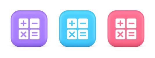 Calculator math counting button accounting balance mathematics financial keyboard 3d icon vector